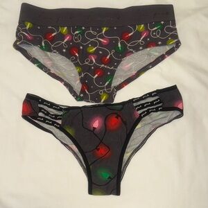 Lot of 2 Pink Victoria’s Secret Women’s Christmas Lights Print Panties